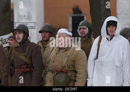 Historical re-enactors prepare for the beginning of battle. Stock Photo