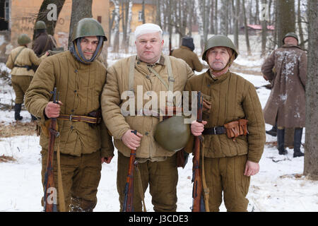 Historical re-enactors prepare for the beginning of battle. Stock Photo