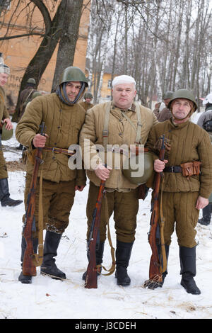 Historical re-enactors prepare for the beginning of battle. Stock Photo