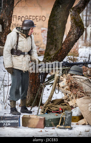 Historical re-enactors prepare for the beginning of battle. Stock Photo