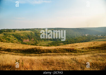 Scenic view of Chervonohorod Castle ruins Nyrkiv village, Ternopil region Stock Photo