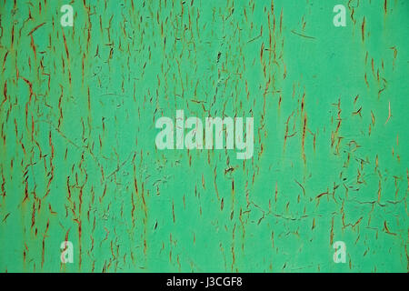 Rusted green surface close-up, corrosion of metal Stock Photo