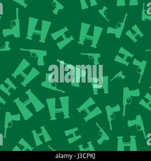 Weapon Seamless Pattern. Pistols and Binoculars Stock Vector