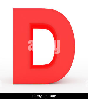 letter D 3d red isolated on white - 3d rendering Stock Photo