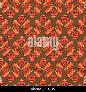 Boiled Lobster Seamless Pattern Stock Vector