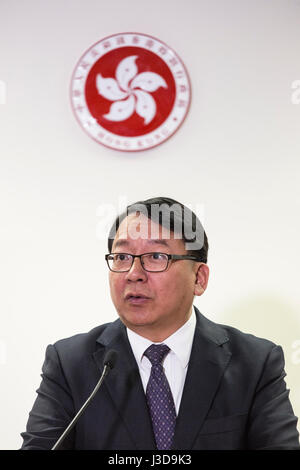 Hong Kong. 04th May, 2017. The Chief Executive Elect of Hong Kong Carrie Lam speaks during a news conference in Hong Kong on May 4, 2017. Lam appointed former head of immigration Eric Chan in charge the CE-elect's office. Credit: Chan Long Hei/Pacific Press/Alamy Live News Stock Photo