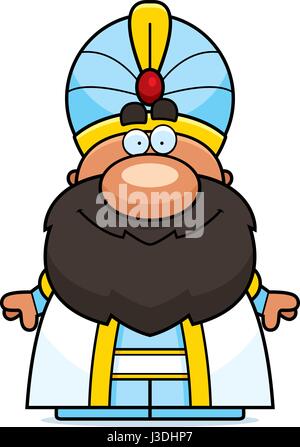 A cartoon illustration of a sultan looking happy. Stock Vector