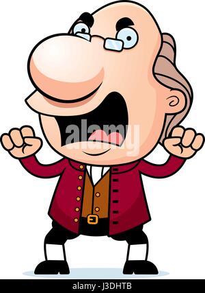 An illustration of a cartoon Ben Franklin looking angry. Stock Vector