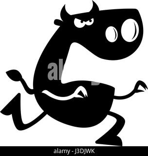 A cartoon silhouette of a bull charging forward. Stock Vector