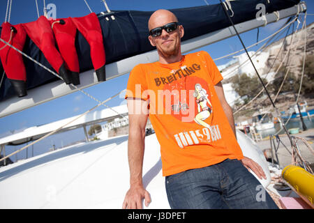 Freediving world record holder Herbert Nitsch at the training camp on Santorini, Greece Stock Photo