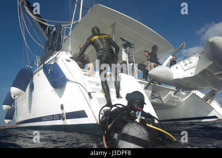 Freediving world record holder Herbert Nitsch at the training camp on Santorini, Greece Stock Photo