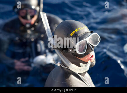 Freediving world record holder Herbert Nitsch at the training camp on Santorini, Greece Stock Photo