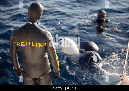 Freediving world record holder Herbert Nitsch at the training camp on Santorini, Greece Stock Photo