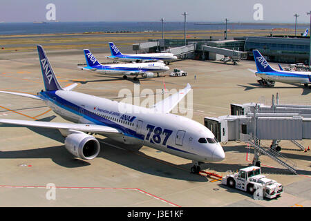 Haneda Airport Fleet of All Nippon Airways Tokyo Japan Stock Photo