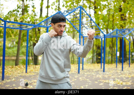 Training Punch Outdoors Stock Photo