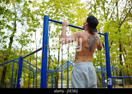 Unrecognizable Sportsman Having Workout Stock Photo