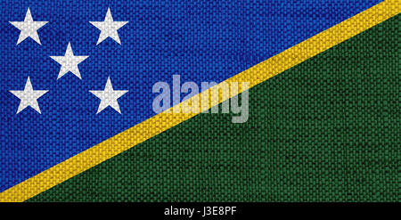 Flag of Solomon Islands on old linen Stock Photo