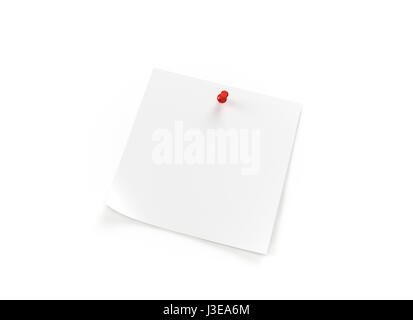 close up of a white note paper on white background with clipping path Stock Photo