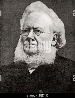 Henrik Johan Ibsen, 1828 – 1906. 19th-century Norwegian playwright, theatre director, and poet.  From Hutchinson's History of the Nations, published 1915. Stock Photo