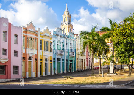 Colorful houses of Antenor Navarro Square at historic Center of Joao Pessoa - Joao Pessoa, Paraiba, Brazil Stock Photo