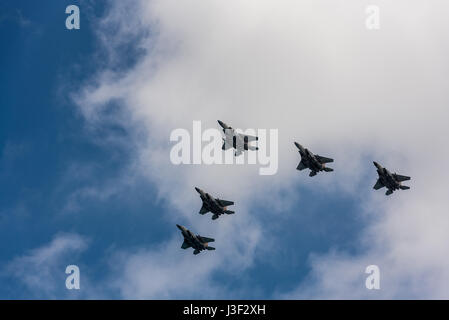 Airshow on Yom haatzmaout - independence day - may 2nd 2017, Tel Aviv-Yafo, Israel Stock Photo