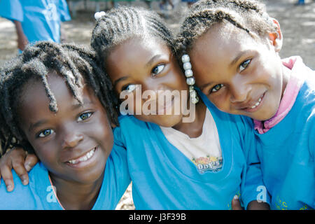 Miami Florida,Little Haiti,Range Park,Back to School Black girl girls,youngster,female kids children student students pupil tee,t shirt,giveaway Inner Stock Photo