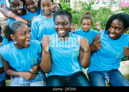 Miami Florida,Little Haiti,Range Park,Back to School event,Black Blacks African Africans ethnic minority,girl girls,youngster youngsters youth youths Stock Photo