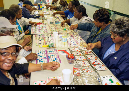 Miami Florida,Charles Hadley Park senior seniors citizen citizens,center,centre,activities,Black woman female women,bingo,game,chance,recreation,socia Stock Photo