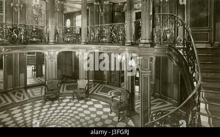 First Class Grand Foyer and staircase of the SS France of 1912 Stock ...