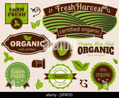 Organic Labels Set of Organic Labels and Design Elements Stock Vector