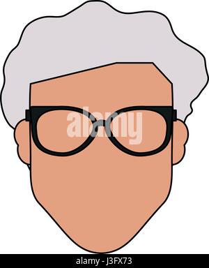 colorful silhouette front view faceless old man with glasses Stock Vector