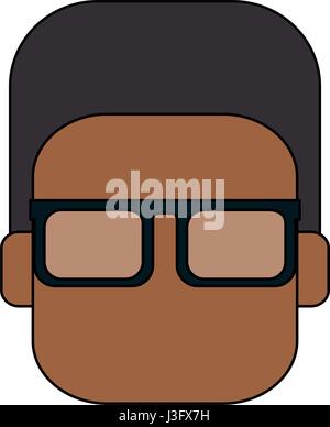 colorful silhouette front view faceless brunette man with glasses Stock Vector