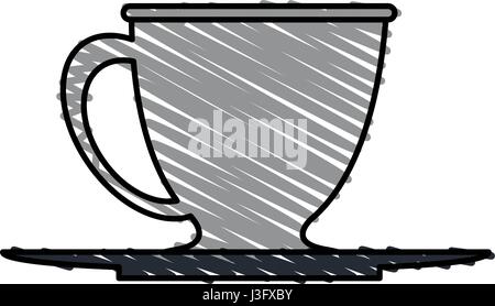 color crayon stripe gray dish porcelain with cup Stock Vector