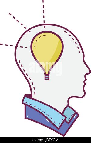 color silhouette head with bulb inside Stock Vector Image & Art - Alamy