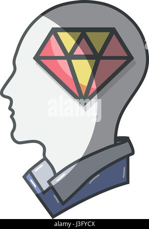 color silhouette head with diamond inside Stock Vector Image & Art - Alamy