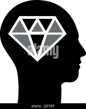 contour silhouette head with brain inside Stock Vector Image & Art - Alamy