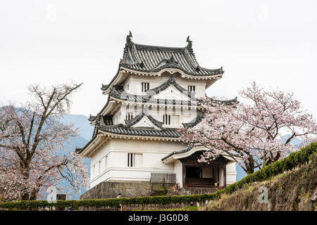 Japan, Ehime, Uwajima castle, AKA Tsurushima-jo. Main keep, tenshu, Sotogata style. Stock Photo