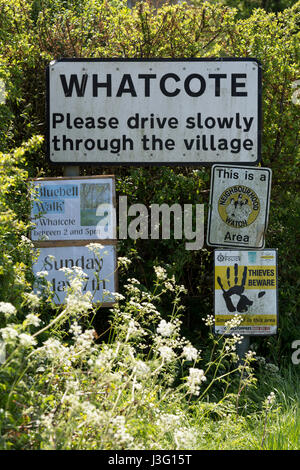 Whatcote Whatcote village sign, Warwickshire, England, UK Stock Photo - Alamy