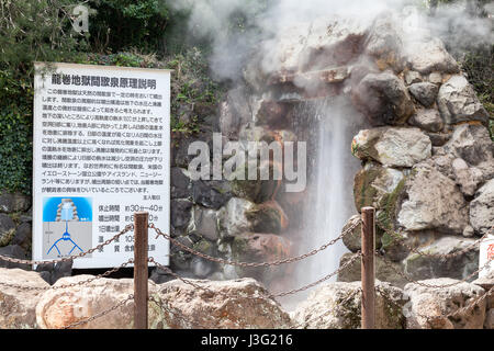 BEPPU, OITA, JAPAN - MARCH 14, 2017 : Tatsumaki Jigoku is one of eight Beppu hot spring tour. Stock Photo