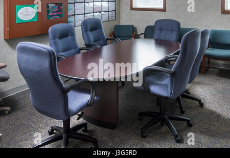 Empty Conference Room Table, New York USA Stock Photo