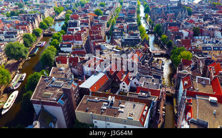 Aerial view of the red light district, in Amsterdam city center, Netherlands Stock Photo