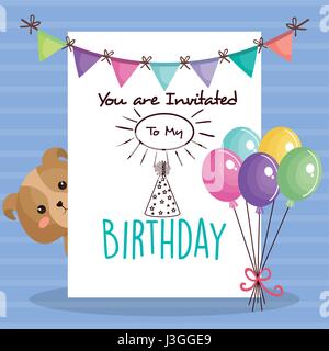 happy birthday card with tender animal Stock Vector