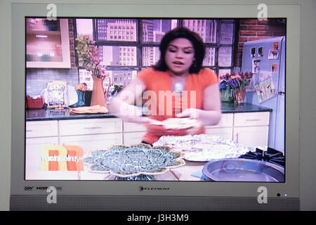 Florida,television,set,TV,wide screen,flat panel,screen,cable,channel,HDTV,digital,monitor,screen,show,Food Channel,Rachel Ray,entertainment,instructi Stock Photo