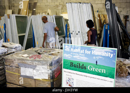 Miami Florida,Habitat for Humanity ReStore,sells donated building materials,tools,appliances,home furnishings,used,build,under new construction site b Stock Photo