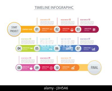 Infographic timeline template business concept arrows.Vector can be used for workflow layout, diagram, number step up options, web design Stock Vector