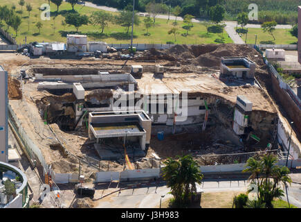 Ramat HaYal, ISRAEL - DECEMBER 9, 2017: Panoramic view of the parking garage collapses in one of the greatest cities in Israel on September 5, 2016. Stock Photo