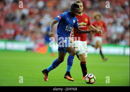 AHMED MUSA OF LEICESTER CITY LEICESTER CITY V MANCHESTER UN WEMBLEY STADIUM LONDON ENGLAND 07 August 2016 Stock Photo