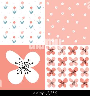 Set of seamless floral pattern Stock Vector