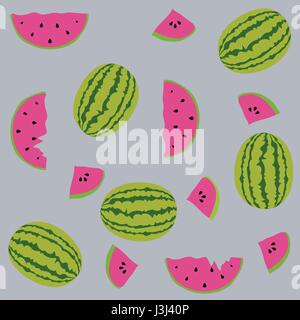Seamless pattern with elements of watermelons Stock Vector