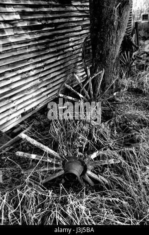 Abandoned farm equipment at a Jaffrey, New Hampshire, USA, farm Stock Photo